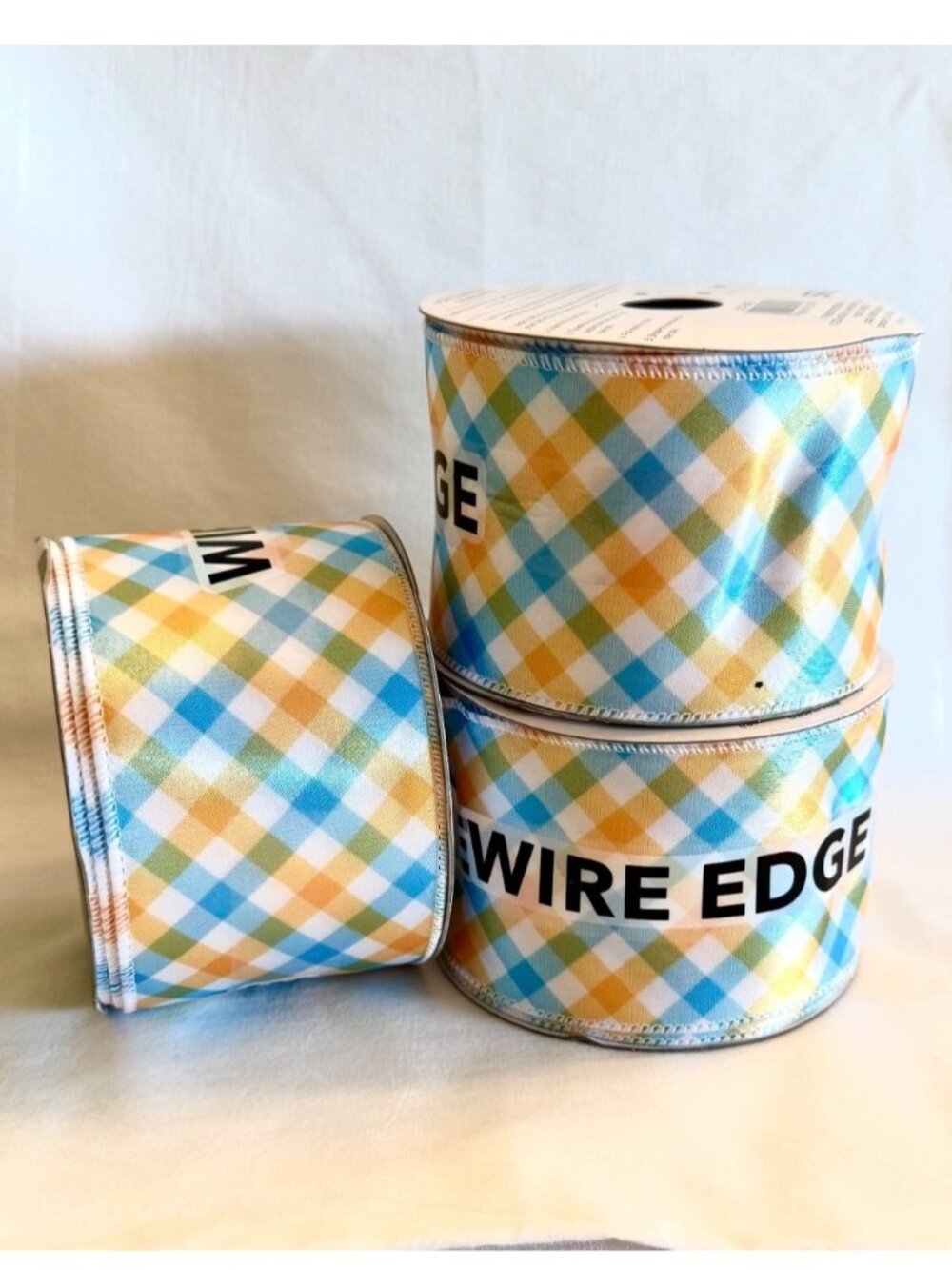 3pk Place & Time Wired Plaid Ribbon 2.5" x 4 Yds Cottagecore Christmas Gift Wrap